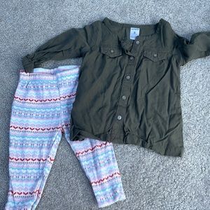 Baby Girl Size 6 Months Outfit - Pants and Green Shirt